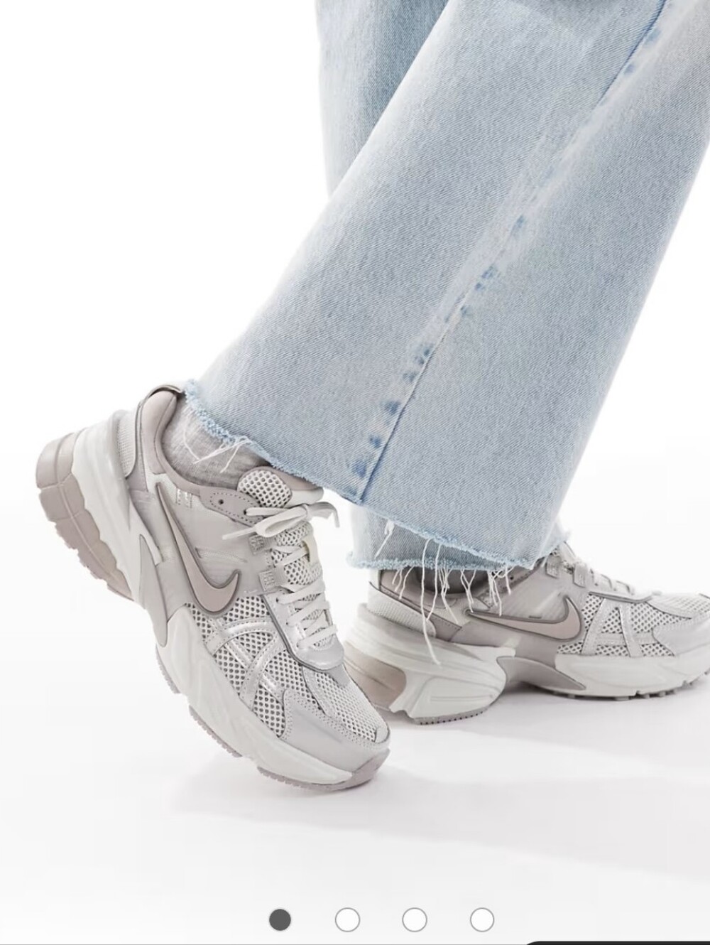 Nike V2K Run sneakers in light brown White Cream